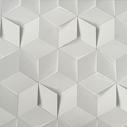 Image of SOPHIE LAURENCE 3D Geometric Feature Wall Wallpaper - White Cube Illusion Funky Modern Vinyl Coat - Textured Thick Solid Heavy Duty - Paste The Wall Wallpaper