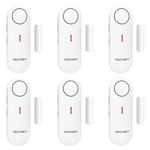 Image of TECKNET Door Alarm Sensor, Mini Window Sensors, Sensor for Home Security Systems with Quick Loud 100dB Ring Alarm, Wireless Burglar Alarms House, Shop, Office, Garage (6 Pack) (HWA01806)