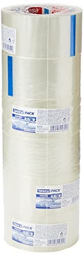 Image of tesapack 57167-00000-05 Packing Tape, Strong Packaging Tape for Medium to Heavy Parcels and Boxes, 66 m x 50 mm - Clear, Pack of 6