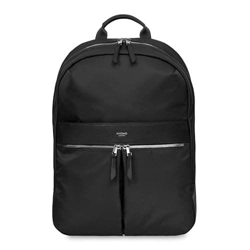 Image of KNOMO Beauchamp Womens 14" Laptop Bag Computer Backpack for Work, College, Travel Daypack Purse, Black, Silver Zip, Daypack Backpacks
