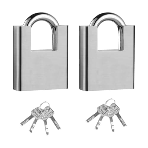 Image of 2 Pcs Heavy Duty Padlocks with Keys Outdoor, 40mm Waterproof Industrial High Security Padlocks Weatherproof for Container Warehouse Garage Shutter Gate Door Shed Locks