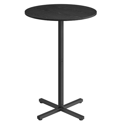 Image of VASAGLE Bar Table, High Dining Table, Metal Frame, 60 x 60 x 104.5 cm, Easy to Assemble, With Cross Base, for 2-3 People, Modern, Ebony Black LBT361B01