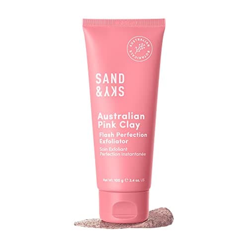 Image of Sand & Sky Australian Pink Clay Exfoliating Face Scrub with AHA & Pearl Powder - Gentle Physical & Chemical Exfoliant for Smooth Skin, Reduces Texture