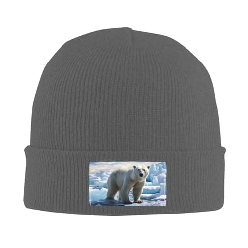 Image of Polar Bear Ice Beanie Hat for Men Women Warm Knit Cuffed Beanie Soft Warm Ski Hats Skull Cap, Deep Heather, One size