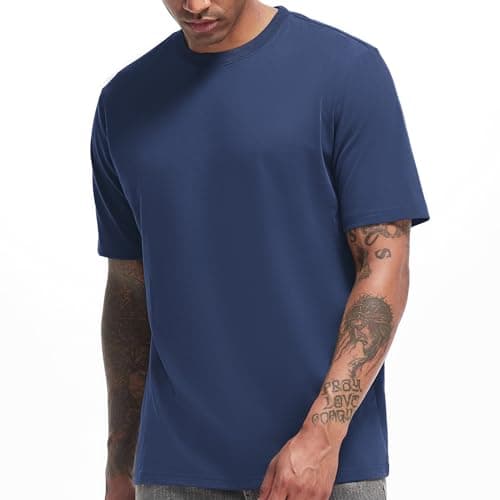 Image of VEIISAR Men's Heavy Weight Crew Neck T-Shirt Mens Premium Cotton Tee - Pre Shrunk (T2 Royal Blue L)