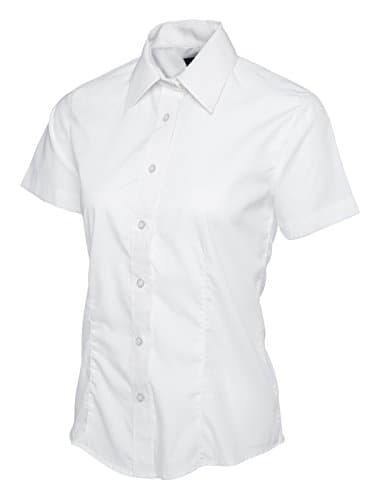 Image of Uneek Clothing Ladies Poplin Half Sleeve Shirt - White - Large