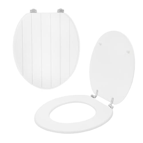Image of Anika Toilet Seat/Chrome Plated Hinges/Easy Installation / 43cm x 37.5cm (White Tongue and Groove)