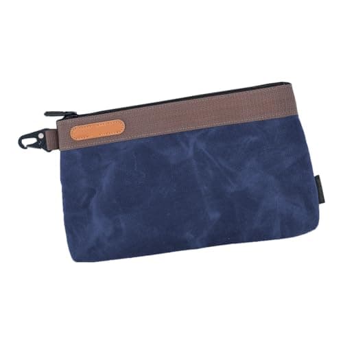 Image of Spacious 12x1x8 Inch Waxed Canvas Tool Pouches with 30% Extra Capacity Secures Full Size Tools Heavy Duty Construction Spacious Bag