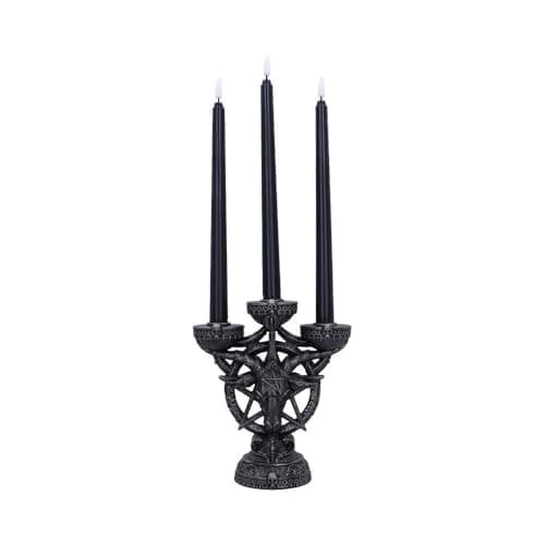 Image of Nemesis Now Baphomet Candelabra with Electric Candles, Resin, Cast in the Finest Resin, Expertly Hand-Painted, Black