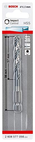 Image of Bosch Professional 1 x Impact Control HSS twist drill bit (for metal, 6 x 57 x 98 mm, hammer drill accessories)