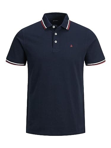 Image of Jack & Jones Mens Jjepaulos Noos Polo Shirt, Navy Blazer, XS UK
