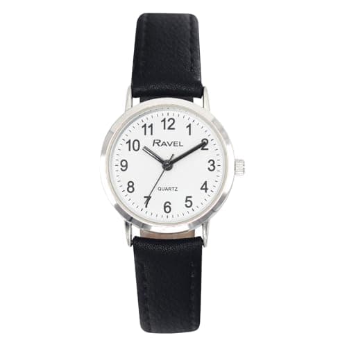 Image of Ravel - Women's Classic Everyday Watch with Modern Numbers - Analogue Quartz - R0129.20.2 - Black/Silver Tone/White Dial with Numbers