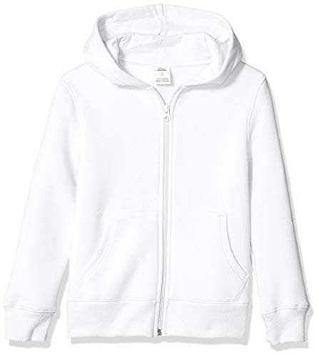 Image of Amazon Essentials Boys' Fleece Zip-Up Hoodie Sweatshirt, White, 11-12 Years