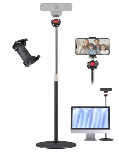 Image of Borenbuir Webcam Stand for Desk, Adjustable Height Webcam Mount, Compatible with Logitech Webcam C920 C922 BRIO, 360°Rotatable Ballhead Phone Holder with 1/4" Thread for Live Streaming/Video Calling