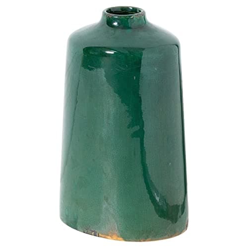 Image of Hill Interiors Garda Emerald Glazed Liv Vase, Mixed, 28 x 18 x 1.5cm