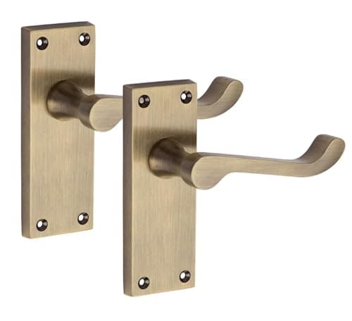 Image of Golden Grace 1 Pair Victorian Scroll Latch Handle Antqiue Brass Finish 120 x 40mm