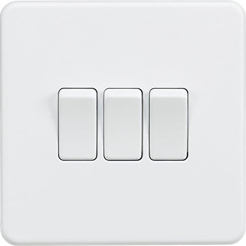 Image of Knightsbridge SF4000MW Screw Less 10A 3G 2 Way Switch, White