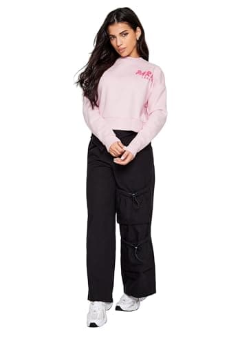 Image of PixieGirl Petite Pink 'Paris' Slogan Cropped Sweatshirt Petite
