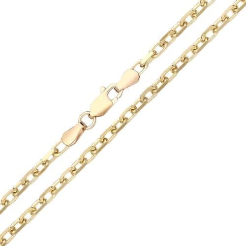 Image of Old English Jewellers 9ct Yellow Gold on Silver 3MM Diamond Cut Belcher Forza Chain Necklace 16 18 20 22 24 inch - Finest Italian Silver 925 (22)