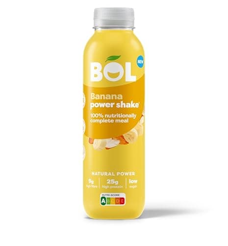 Image of BOL Banana Power Shake - Ready-to-Drink Nutritionally Complete Meal (300Kcal) | 25g High Protein Shake | Low Sugar, High Fibre (9g), Plant-Based, Low Calorie Meal Replacement Shake (410ml x 1 Bottles)