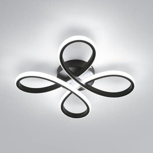 Image of Comely Modern LED Ceiling Light, 30W 3375LM Ceiling Lamp Fixture Cold White Light 6500K Lighting for Bedroom, Living Room, Dining Room, Kitchen, 30cm, Black