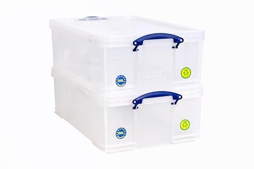 Image of Really Useful Box Plastic Storage 50 Litre Clear (Pack Of 2)