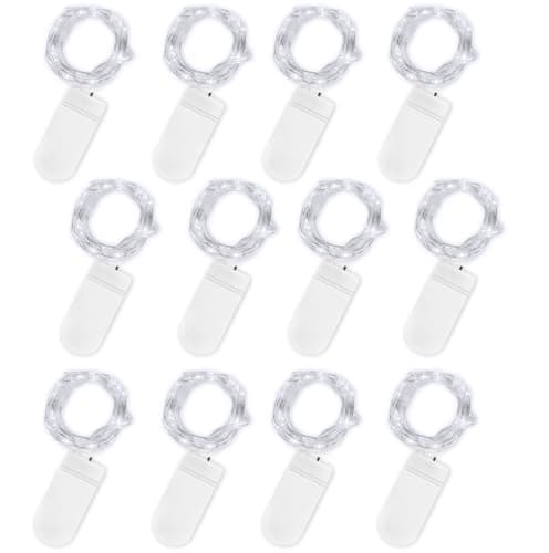 Image of Jsdoin Fairy Lights, 12 Pack 2m 20 Led Battery Operated String Lights Copper Wire Light for Indoor Outdoor Lighting, Bedroom, Wedding Decor, Party, Christmas, Tree Decoration (Cool White)