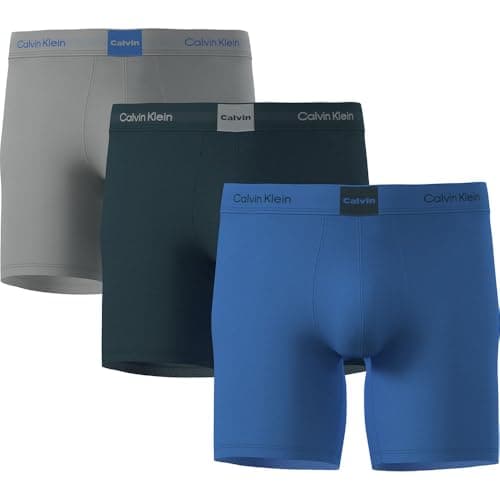 Image of Calvin Klein Men’s 3 Pack Stretch Boxer Briefs, Multi (Greatest Grey/Ponderosa Pine/Iris B), S