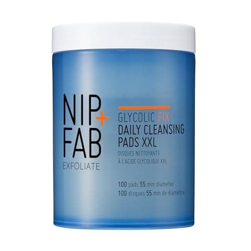 Image of Nip + Fab Glycolic Fix Daily Cleansing Pads XXL – 3% Glycolic Acid AHA Exfoliating Facial Wipes with Hyaluronic Acid for Resurfacing, Brightening & Smoothing, 100 Pads
