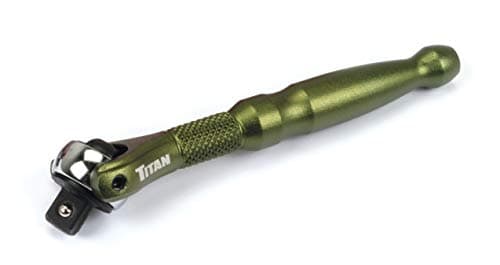 Image of Titan 11324 1/4-Inch Drive x 4-Inch 90-Tooth Swivel Head Micro Ratchet - Green