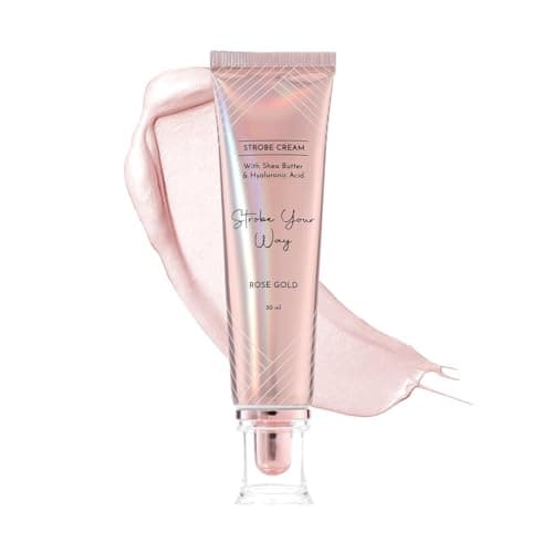 Image of Strob.e Cream - Rose Gold | Primer + Highlighter + Moisturizer | Shea Butter & Hyaluronic Acid | Intense Hydration | Flawless Radiant Dewy Skin | Illuminating & Glowing Makeup Base, 30Ml (Pack Of 1)
