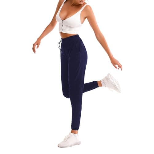 Image of Stanpetix Joggers for Women - Womens Sweatpants with Pockets Sport Pants Black Trousers for Women UK（Navy,Large