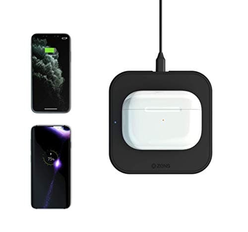Image of Zens Single Wireless Charger 10W Black, Supports Fast Charge, for iPhone 12/12 Pro Max/11/X/XR/XS/8 | QI Android phone | AirPods 2/Pro | Cable + Adapter