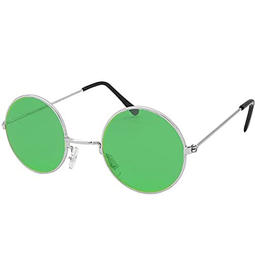 Image of jokeshop Green Round Lennon Glasses Ozzy Festival Sunglasses Hippy Hippie 70s 80s Fancy Dress