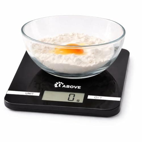 Image of 1ABOVE Digital Kitchen Scale, 5kg / 11lb Food Weighing Scale, Touch Sensor, Tare Function, g/lb:oz/ml/fl oz, Water & Milk Volume Measurement, LCD Display