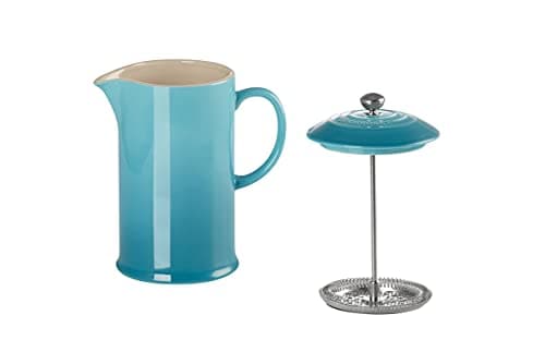Image of LE CREUSET Stoneware Cafetière French Press with Stainless Steel Plunger, 1 Litre, Serves 3-4 Cups, Caribbean, 91028200490000