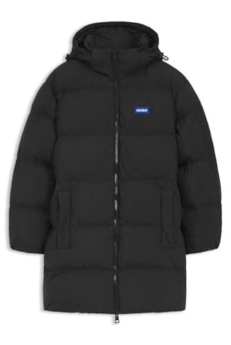 Image of HUGO Mens Bodi2541 Water-repellent relaxed-fit padded jacket with adjustable hood