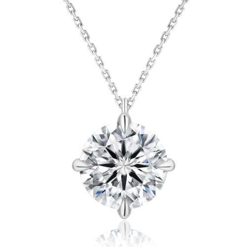 Image of KRKC Moissanite Necklace for Women, Gifts for Her, 0.5-3CT Lab-Grown Diamond Solitaire Pendant Necklace, White Gold S925 Sterling Silver (Classic Claw-White Gold, 6.5mm-1CT)