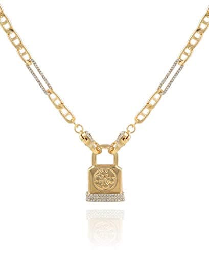Image of GUESS Statement Logo Lock Pendant, One Size, Glass, Cubic Zirconia