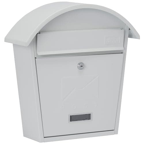 Image of Burg-Wachter MB06 Classic 2 Wall Mounted Galvanised Steel Lockable Weatherproof Post Box Matt White - 36x38x13cm