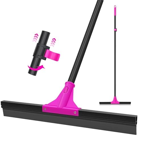 Image of TidyBliss Floor Squeegee Heavy Duty, 45 cm Large Rubber Foam Water Scraper Broom Epoxy Wiper Mop with 148 cm Long Handle for Cleaning Concrete Pool Rug Garage Deck Shower Window Outdoor Indoor
