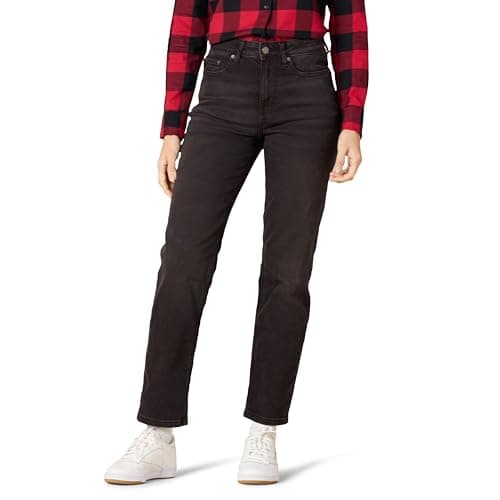 Image of Amazon Essentials Women's High-Rise Straight Jeans - Discontinued Colours, Washed Black, 10-12