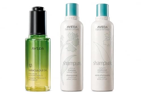Image of Bundle of Shampure Nurturing Shampoo + Shampure Nurturing Conditioner + Miraculous Oil High-Shine Hair Concentrate, Adds Shine, Up to 24 Hours of Frizz Protection,* Heat Protection, Vegan, 50ml