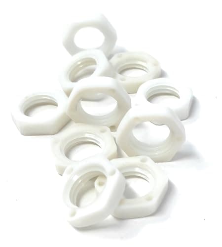 Image of M12 12mm Nylon Locknut (Polyamide), Pack of 10 – Durable, Lightweight Fastening Solution (White)