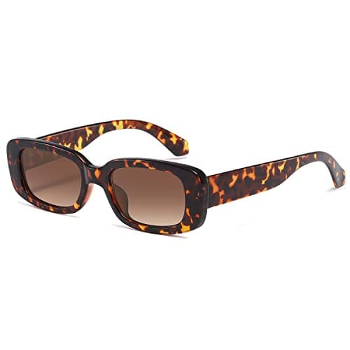 Image of kimorn Rectangle Sunglasses for Women Men Trendy Retro Fashion Glasses 90’s Vintage UV 400 Protection Square Fram K1200 (Leopard Frame Gradient Brown, 65)