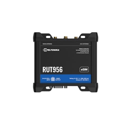 Image of Teltonika RUT956 Industrial Router, 4G Cat 4, 3G, 2G Wi-Fi, Dual SIM, 10/100 Ethernet, GPS, Secure VPN, Multiple I/Os, RS232, RS485