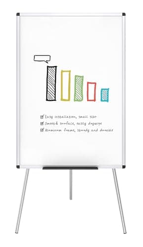 Image of VIZ-PRO Light Melamine Tripod Whiteboard/Flipchart Easel, 90 x 60 cm