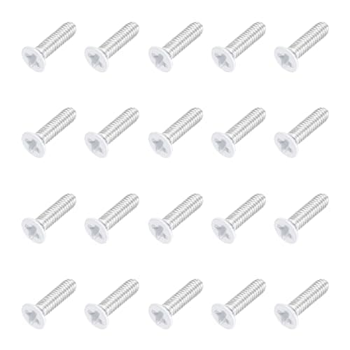 Image of sourcing map M2.5 x 8mm Flat Countersunk Head Machine Screws 304 Stainless Steel Full Thread Phillips Drive Cross Screw for Furniture Connection Electrical Appliances (White, Pack of 20)