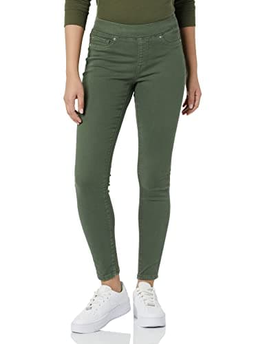 Image of Amazon Essentials Women's Mid-Rise Stretch Pull-On Jegging - Discontinued Colours, Dark Green, 16
