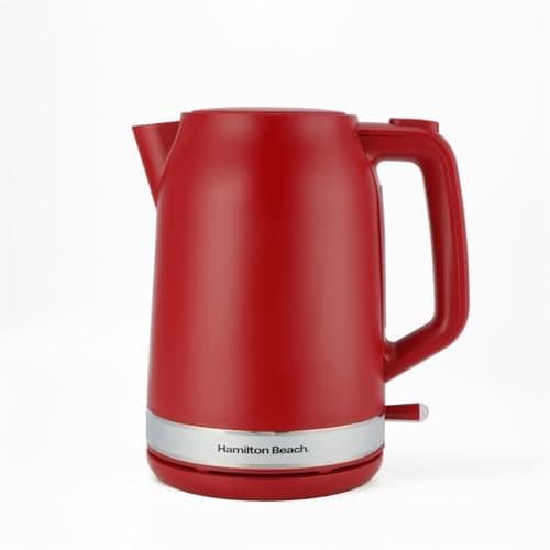 Image of Hamilton Beach Electric Kettle, Ella, 1.7L, Boil Dry Protection, Auto Shut Off, Detachable Filter, Lift & Grip Handle, Push Button Lid, Water Level Window, UK Strix Technology, Matte Red - HBK3045MR
